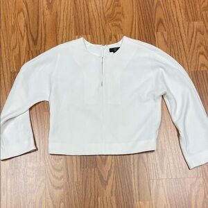 J. Crew 365 Long Sleeves Crepe Top Crop Style L2327 Ivory Long Sleeve Size 4